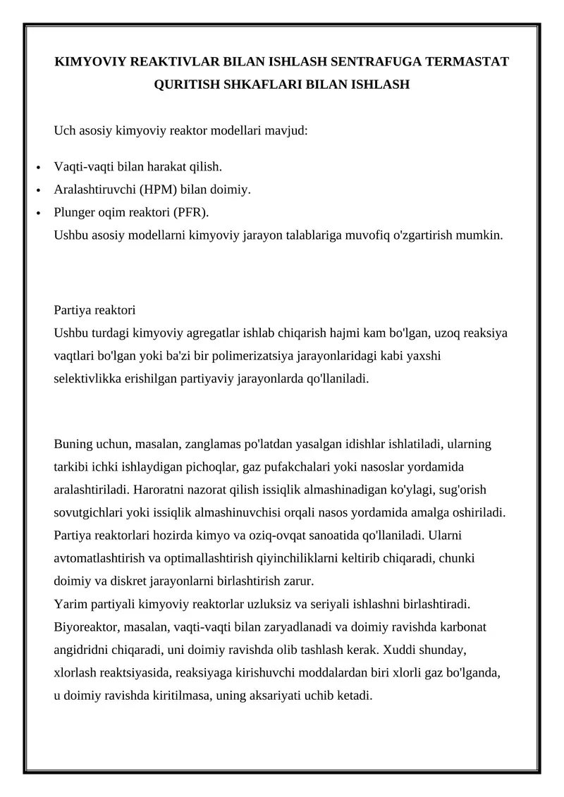 Kimyoviy reaktorlar