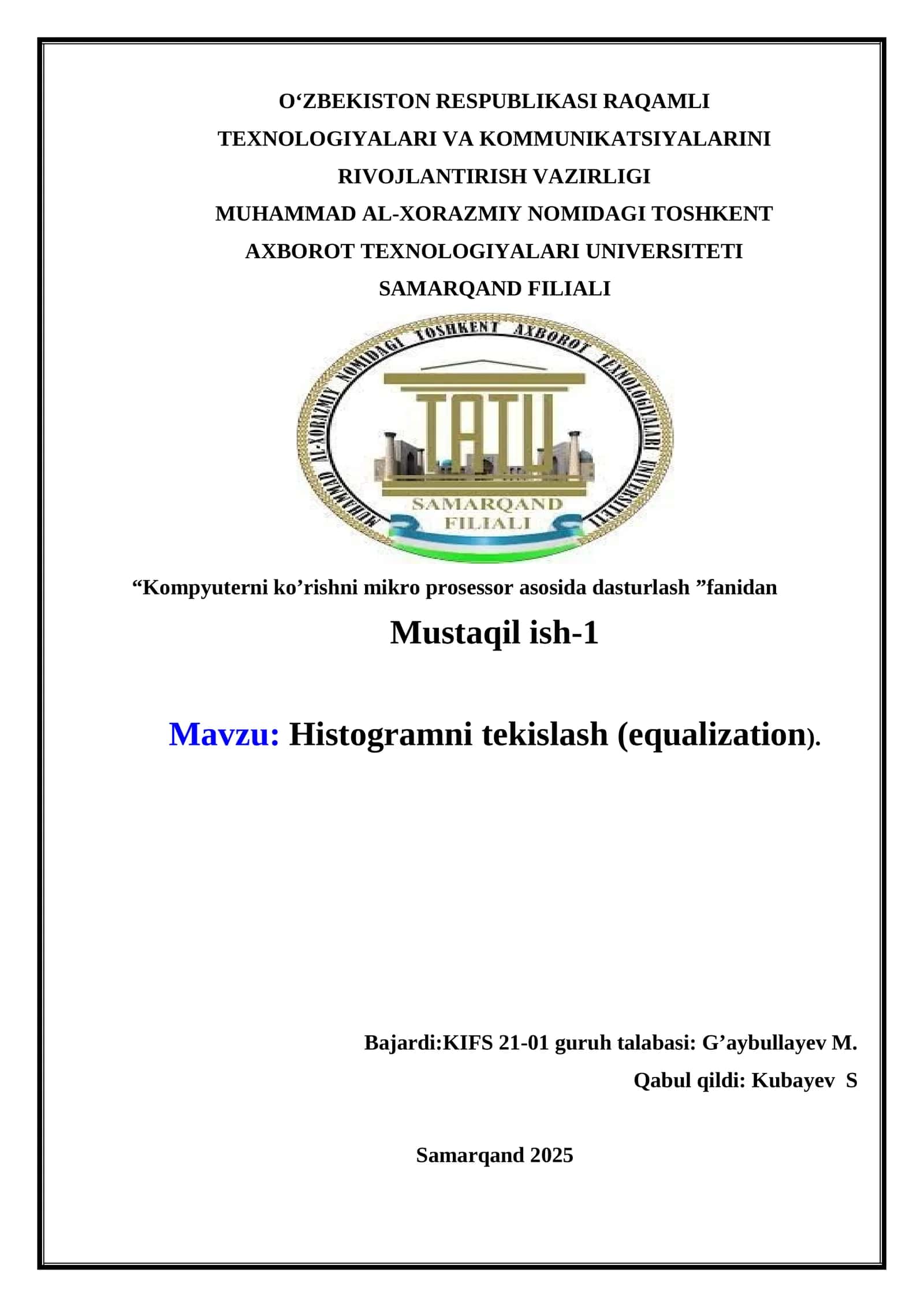 Histogramni tekislash (equalization)