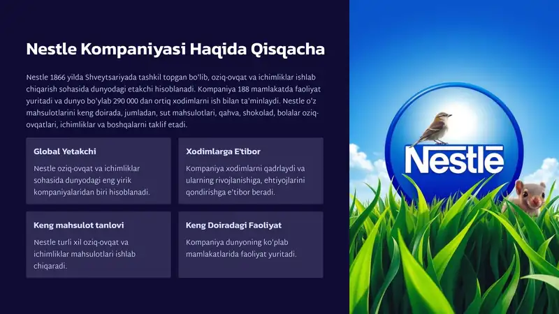 nestle (savdoni tashkillashtrsh texnalogiyasi fanidan )