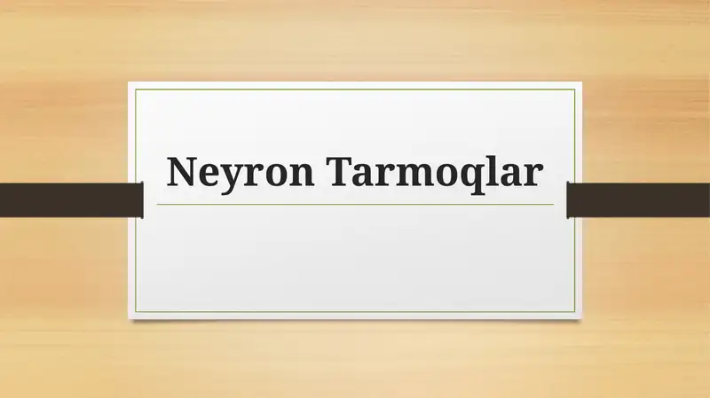 Neyron tarmoqlar