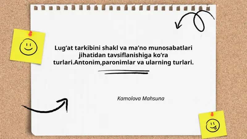 Lugʻat Tarkibini Shakl va Maʼno Munosabatlari