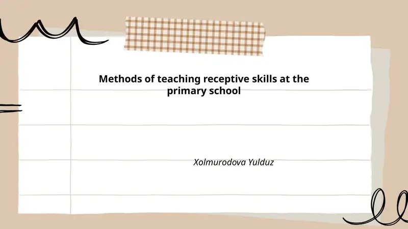 Methods of teaching receptive skills at the primary school