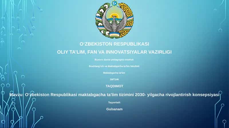 Oʻzbekiston Respublikasi maktabgacha ta'lim tizimini 2030- yilgacha rivojlantirish konsepsiyasi