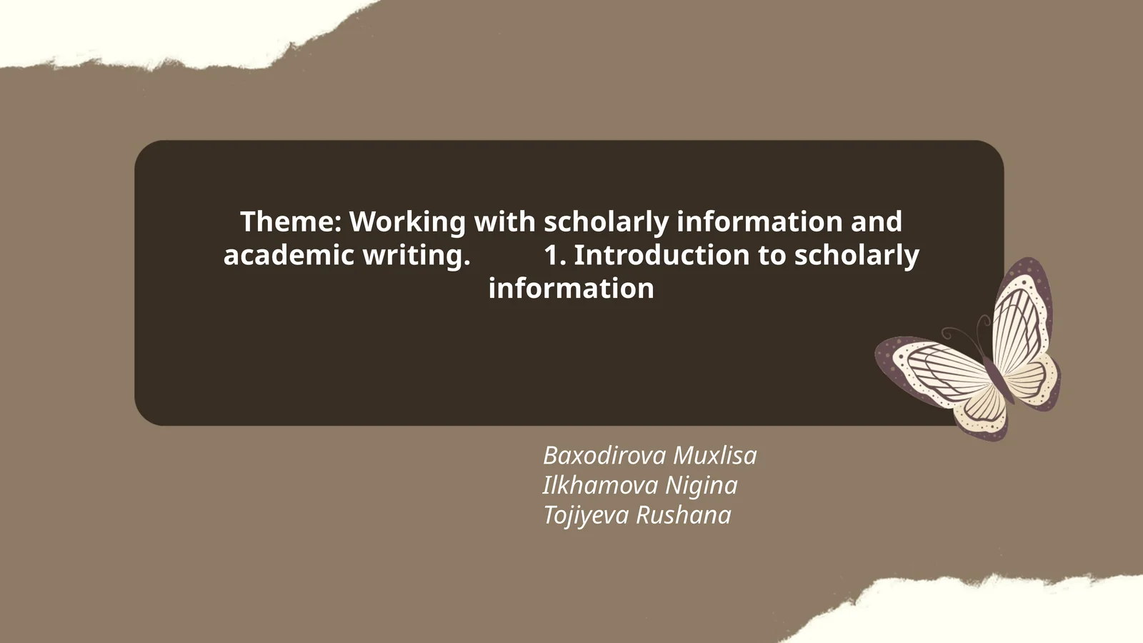 Introduction to scholarly information