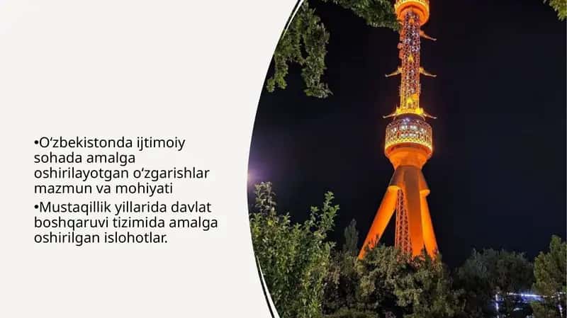 O‘zbekistondagi ijtimoiy sohada amalga oshirilayotgan o‘zgarishlar