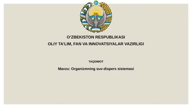 Organizmningsuv-disperssistemasi