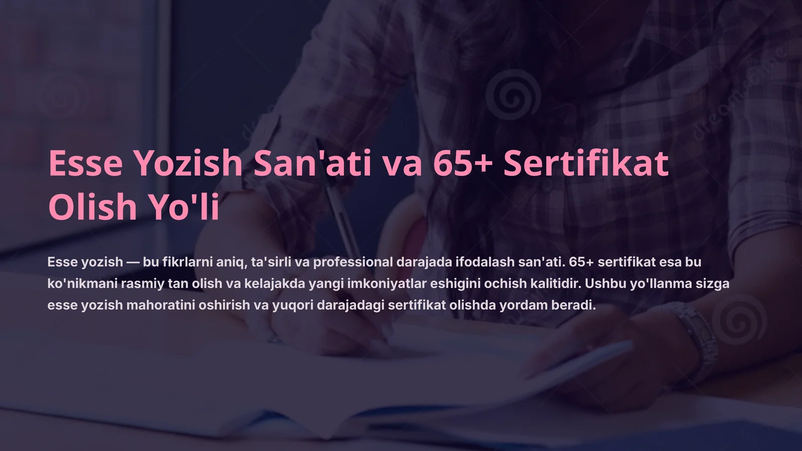 Esse Yozish San'ati va 65+ Sertifikat Olish Yo'li