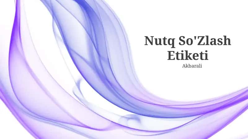 Nutq So'Zlash Etiketi