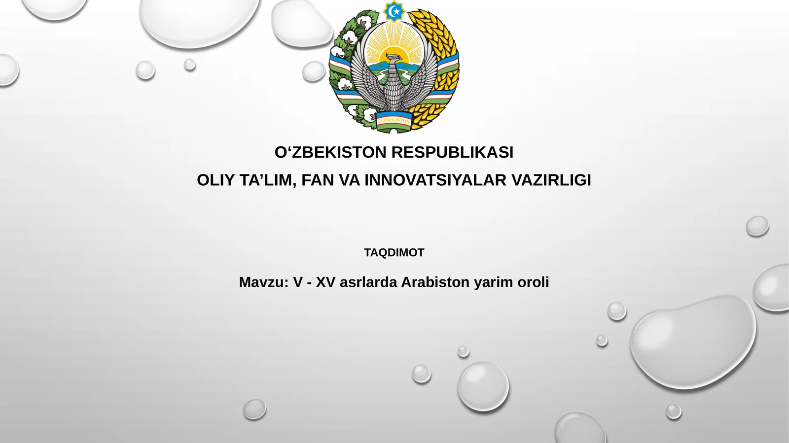 V - XVasrlarda Arabiston yarimoroli