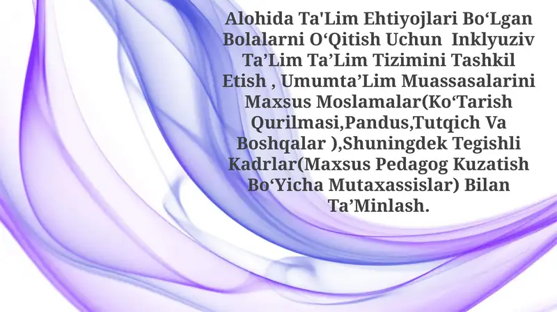 Maxsus Ta'lim Ehtiyojlarini Tashkil Etish