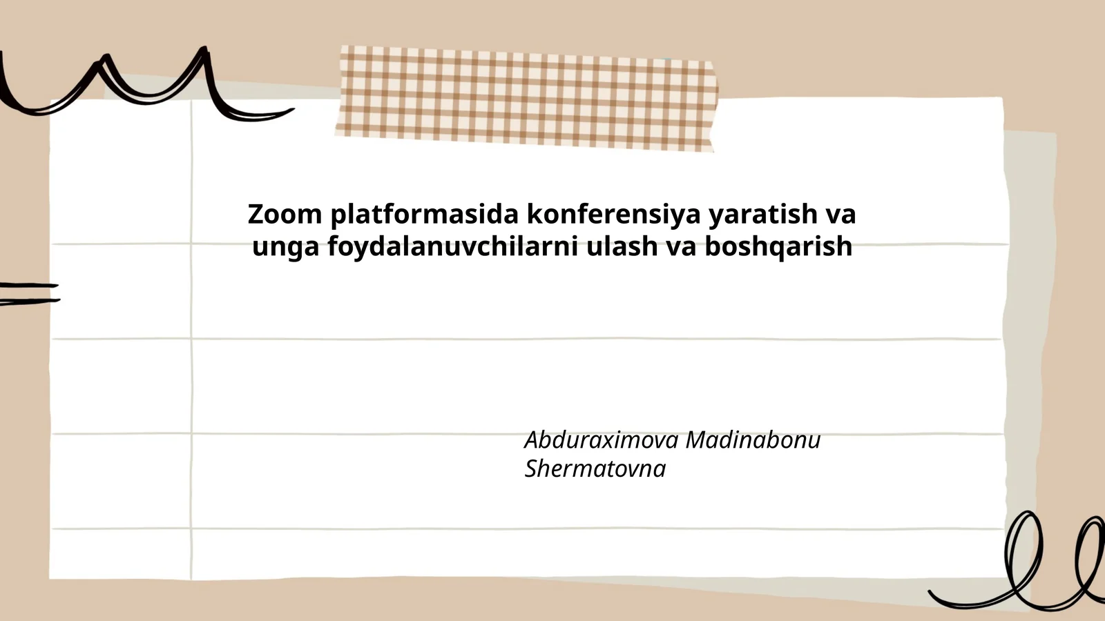 Zoom platformasida konferensiya yaratish va unga foydalanuvchilarni ulash va boshqarish