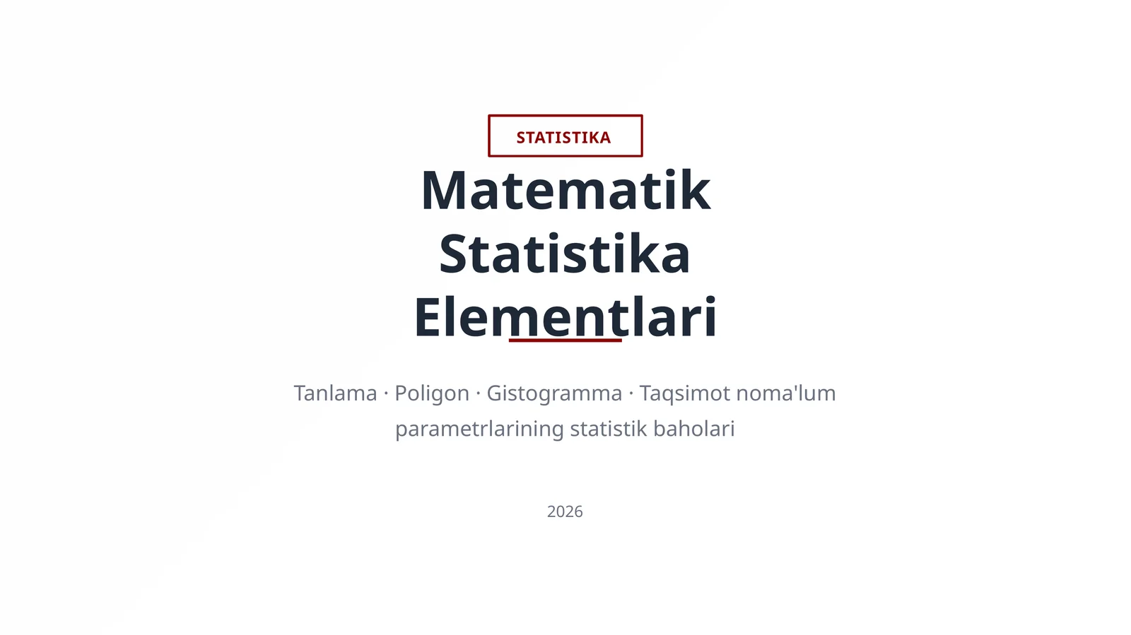 Matematik Statistika Elementlari