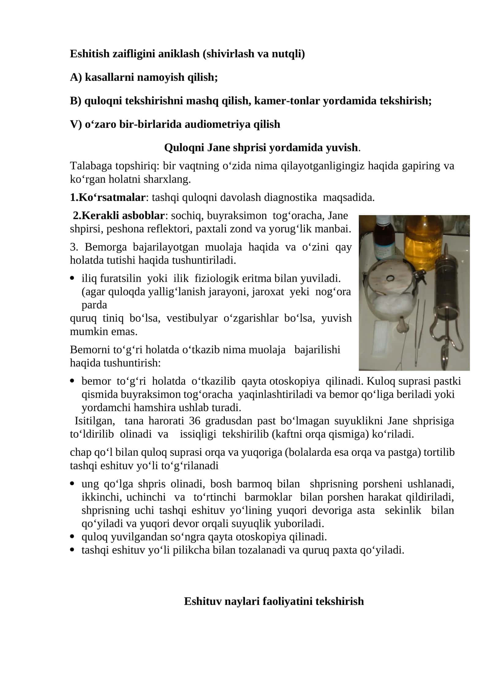 Quloqni Jane shprisi yordamida yuvish