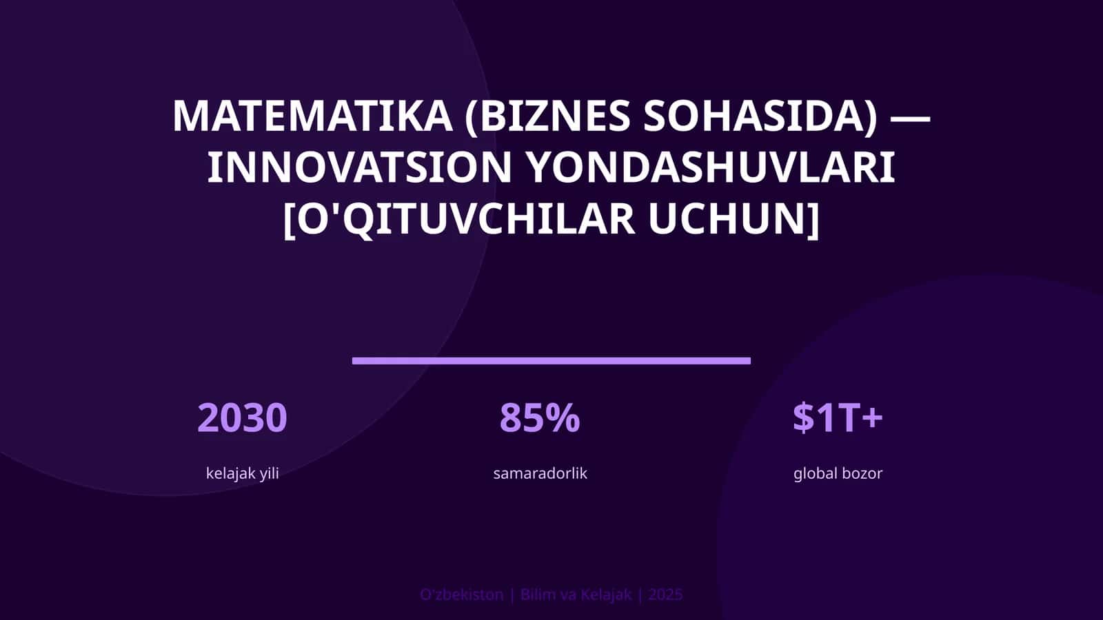 Matematika (biznes sohasida) — innovatsion yondashuvlari [o'qituvchilar uchun]