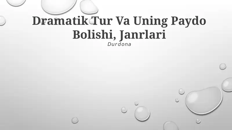 Dramatik Tur Va Uning Paydo Bolishi, Janrlari