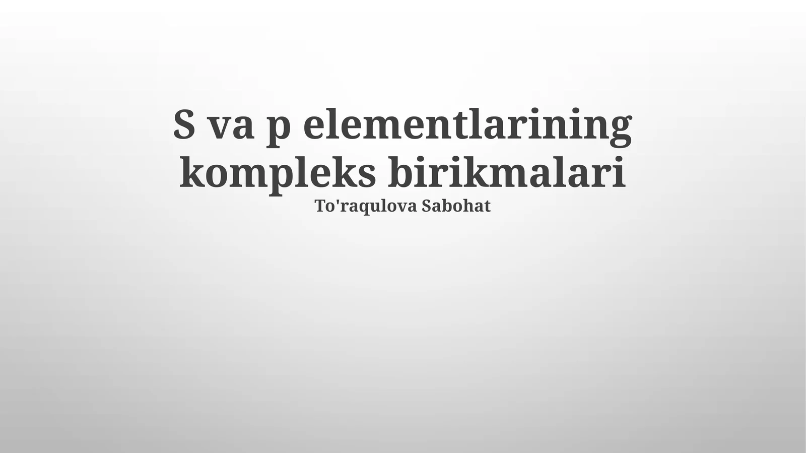 S va p elementlarining kompleks birikmalari