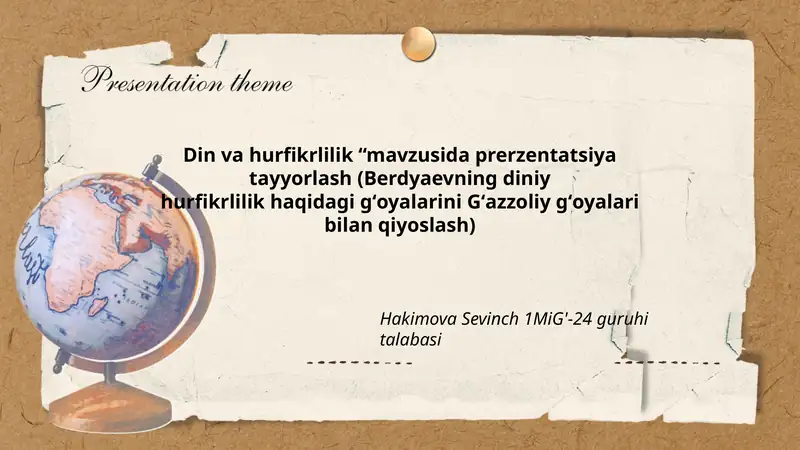 Din va hurfikrlilik “mavzusida prerzentatsiya tayyorlash