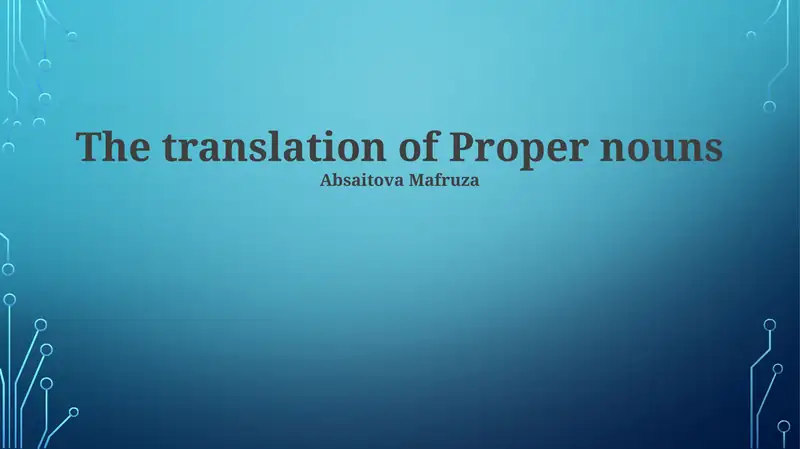 Machine Translation and Proper Nouns