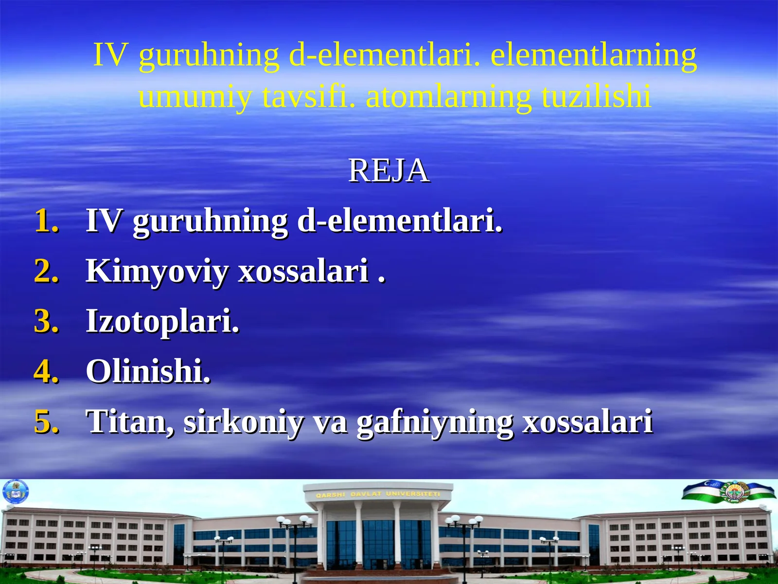 IV guruhning d-elementlari