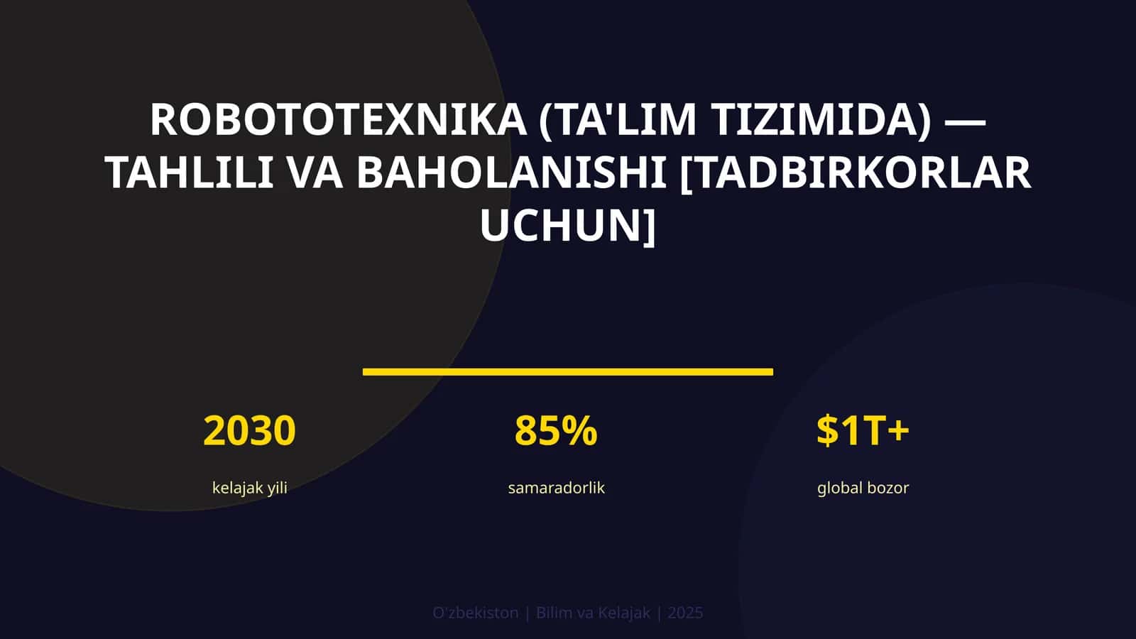 Robototexnika (ta'lim tizimida) — tahlili va baholanishi [tadbirkorlar uchun]