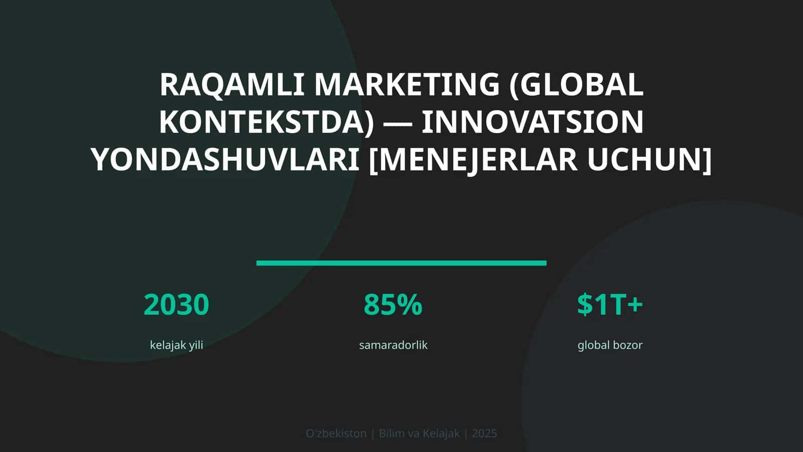 RAQAMLI MARKETING (GLOBAL KONTEKSTDA) — INNOVATSION YONDASHUVLARI [MENEJERLAR UCHUN]
