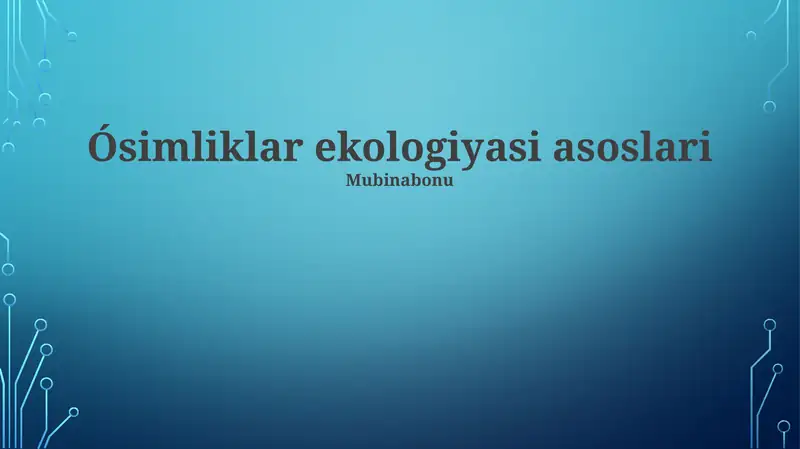 Ósimliklar ekologiyasi asoslari