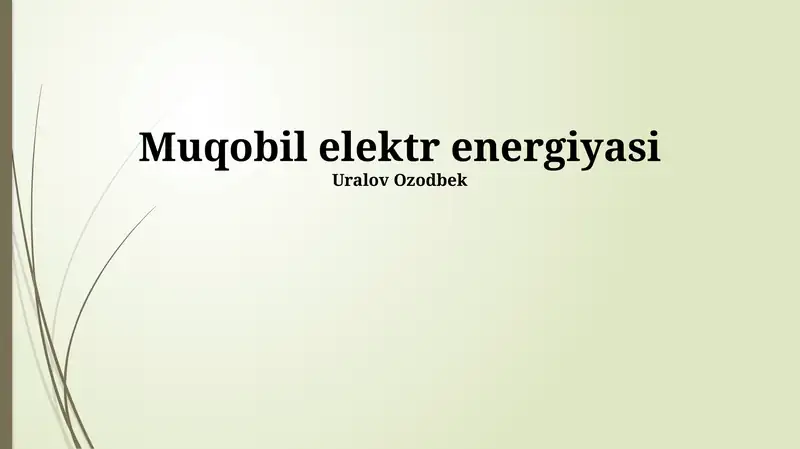 Muqobil elektr energiyasi