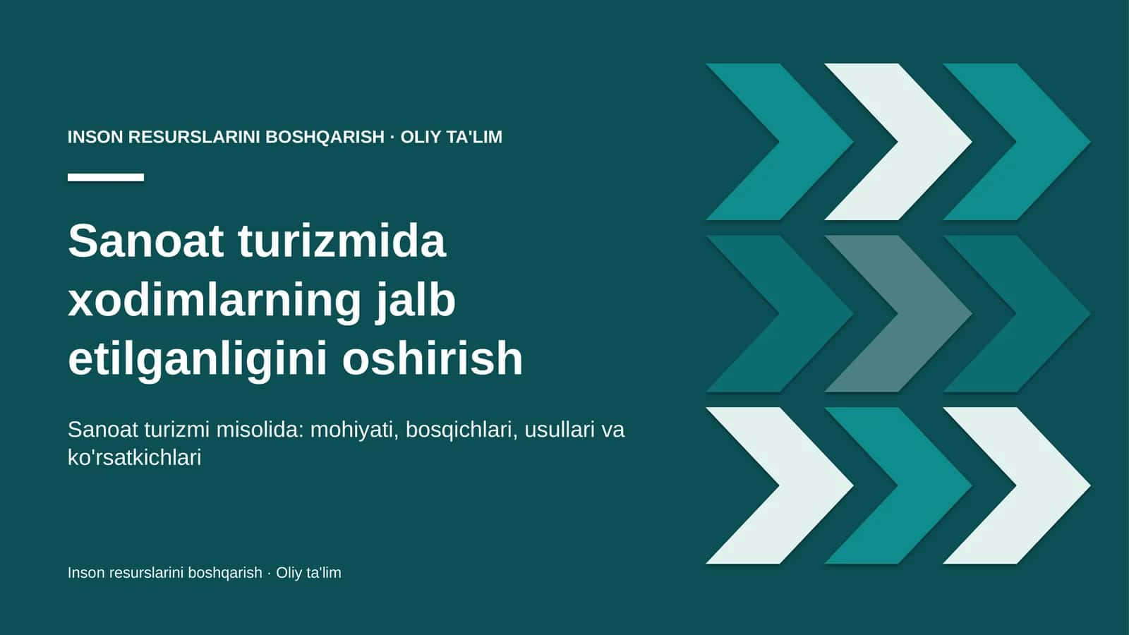 sanoat turizmida xodimlarning jalb etilganligini oshirish 2063