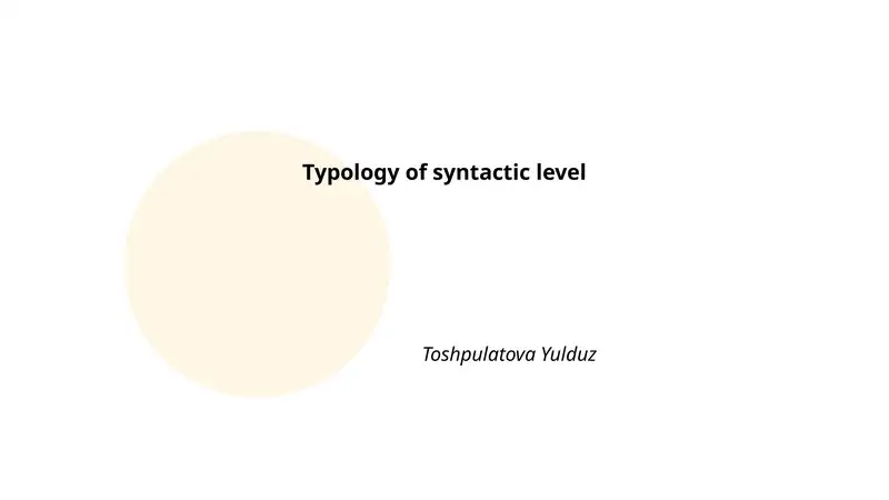 Typology of syntactic level