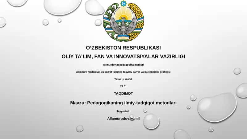Pedagogikaning ilmiy-tadqiqot metodlari