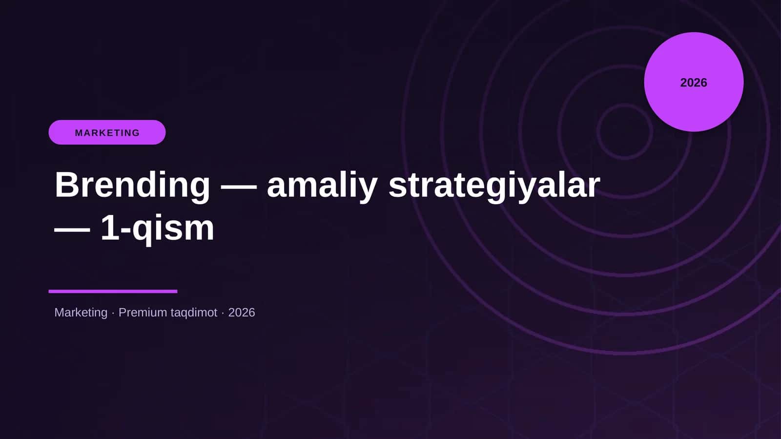Brending — amaliy strategiyalar — 1-qism