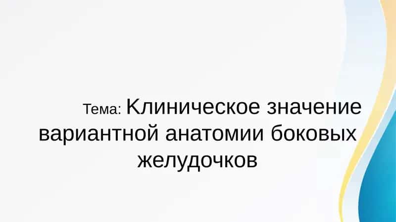 Kлиническое значение вариантной анатомии боковых желудочков