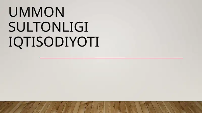 UmmOn sultonligi iqtisodiyoti