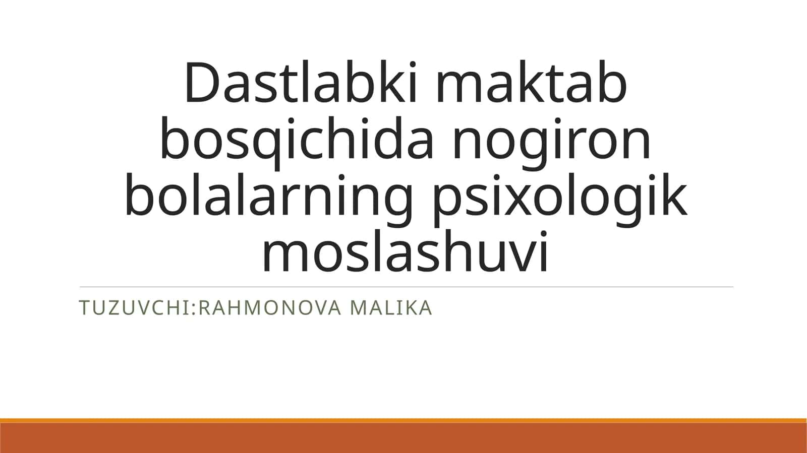 Dastlabki maktab bosqichidan og'iron bolalarning psixologik moslashuvi