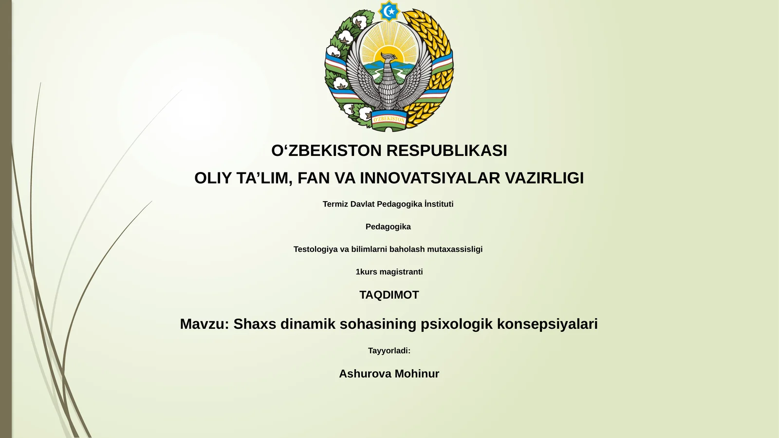 Shaxs dinamik sohasining psixologik konsepsiyalari