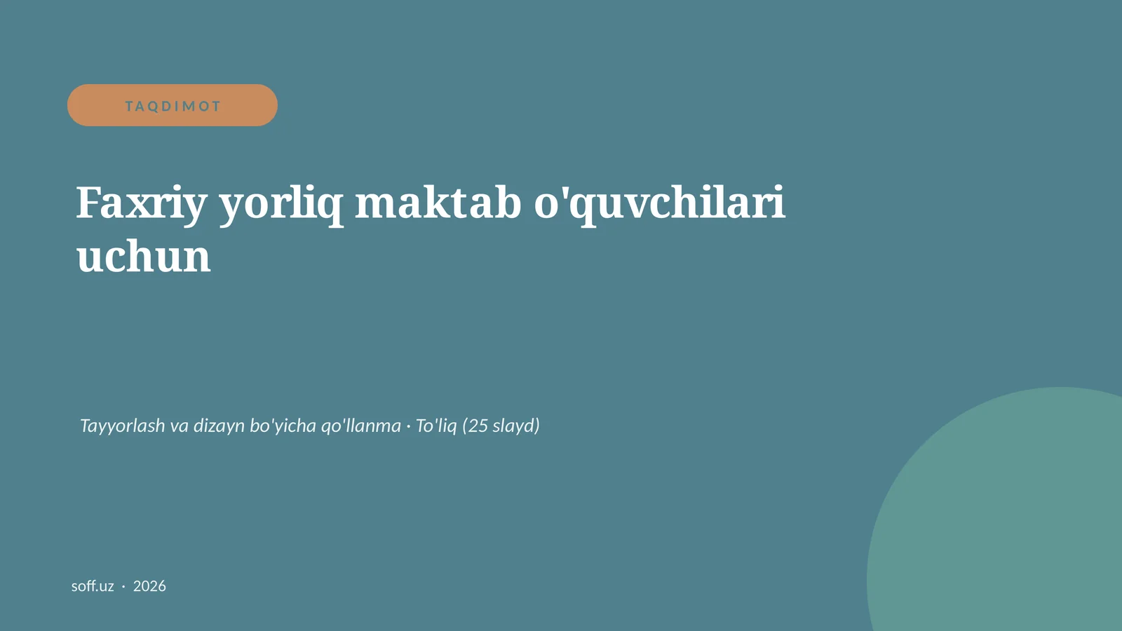 Faxriy yorliq maktab o'quvchilari uchun