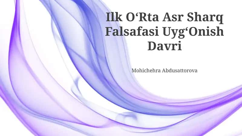 Ilk OʻRta Asr Sharq Falsafasi UygʻOnish Davri