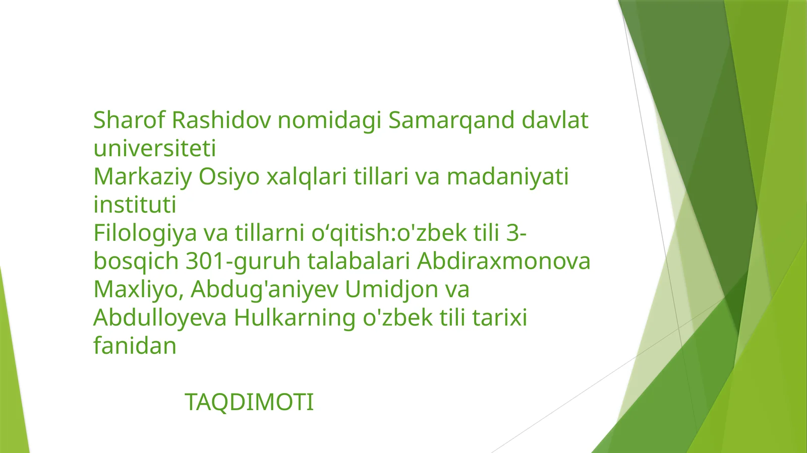 Filologiya va tillar ni o'qitish: o'zbek tili