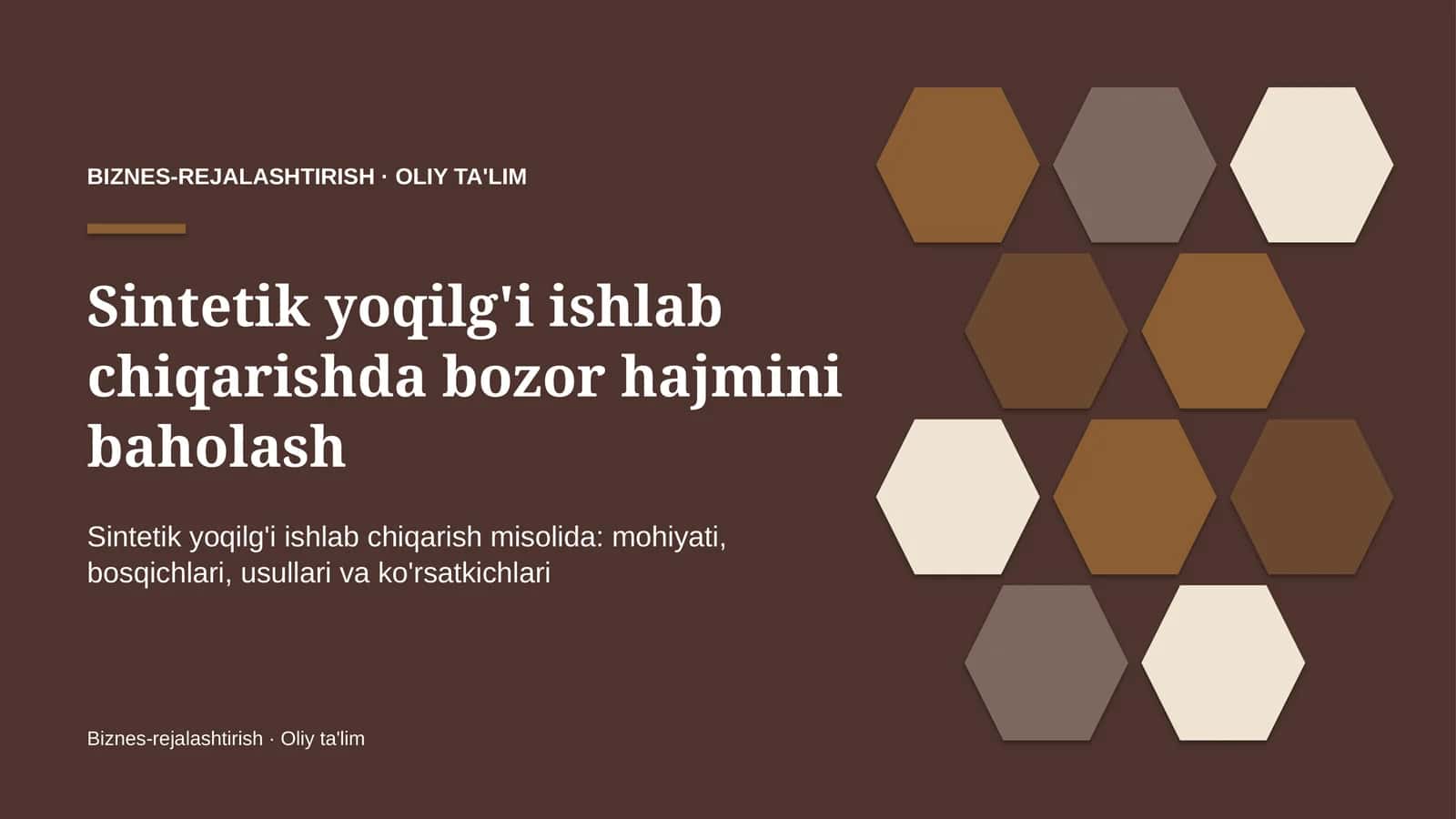sintetik yoqilg'i ishlab chiqarishda bozor hajmini baholash 2086