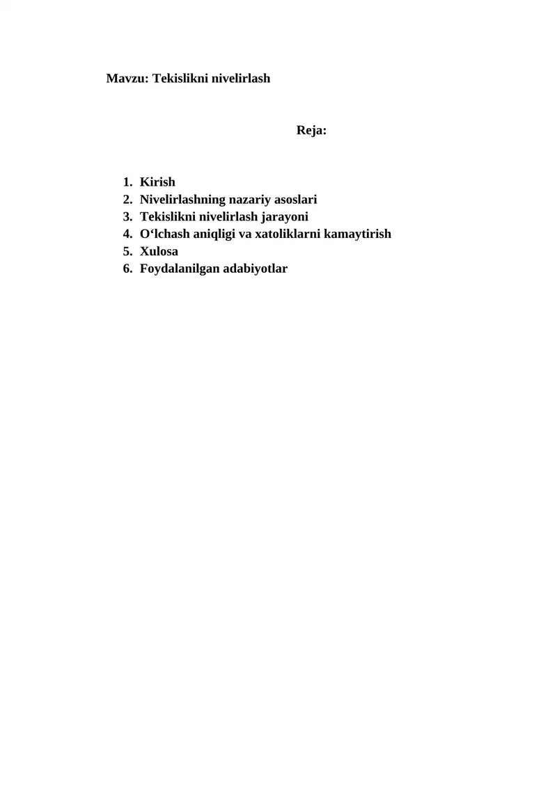 Tekislikni nivelirlash