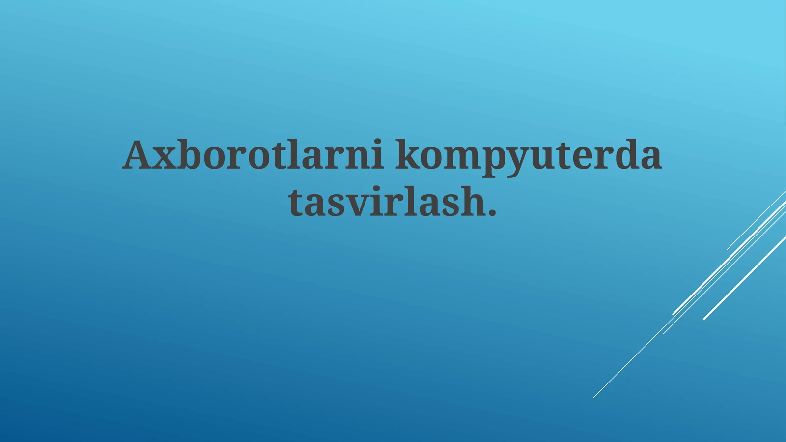 Axborotlarni Kompyuterda Tasvirlash