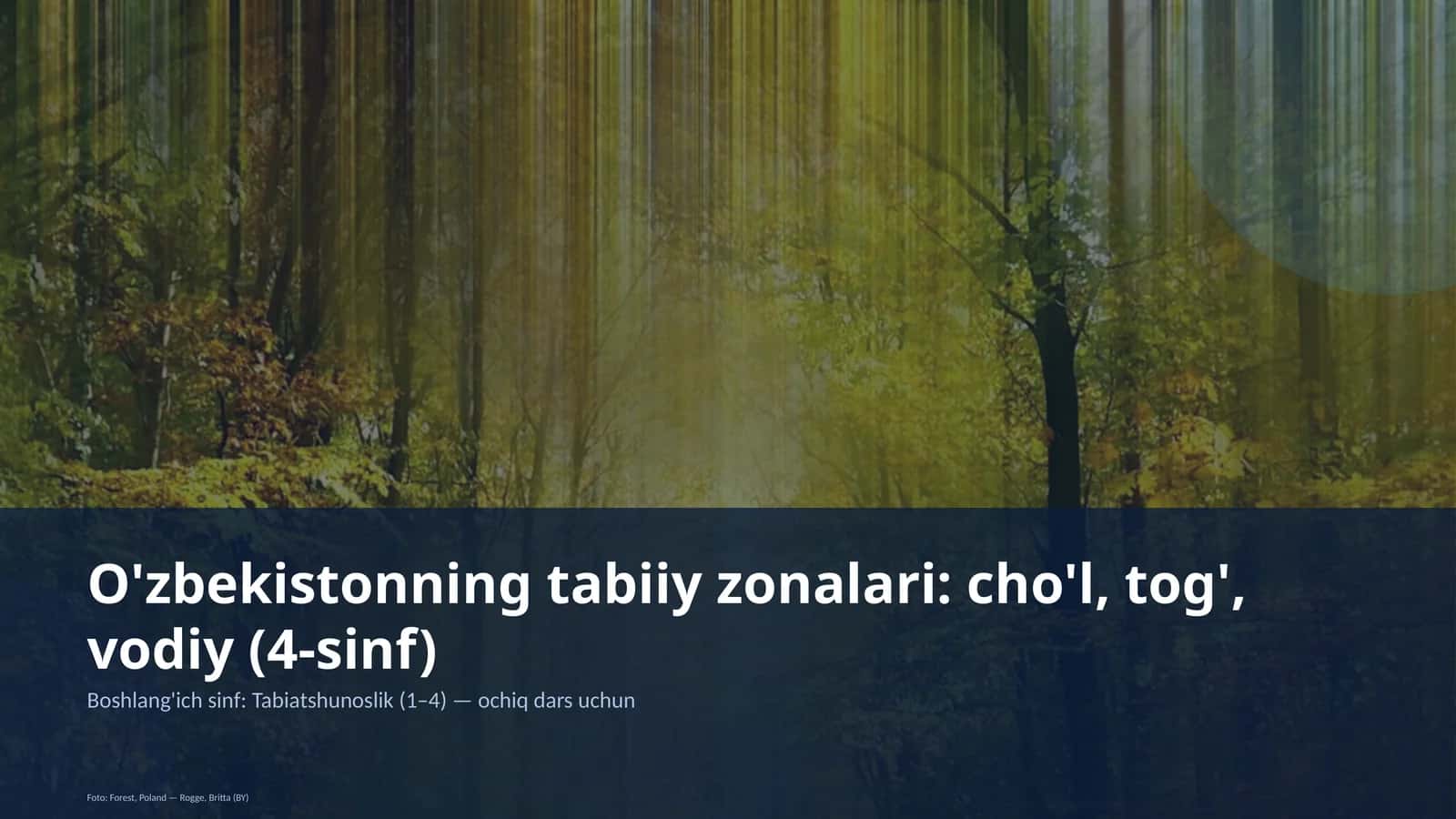 O'zbekistonning tabiiy zonalari: cho'l, tog', vodiy (4-sinf)