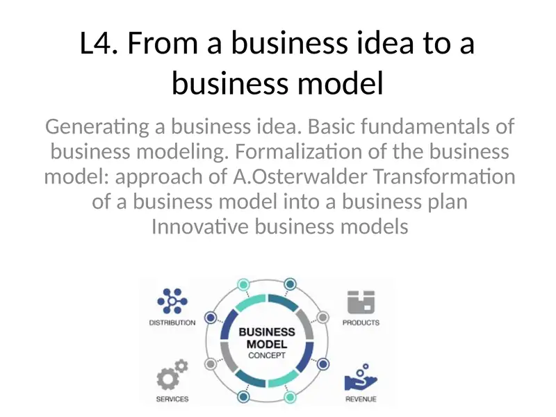 From a business idea to a business model