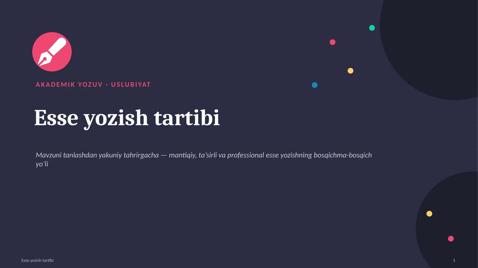 Esse yozish tartibi