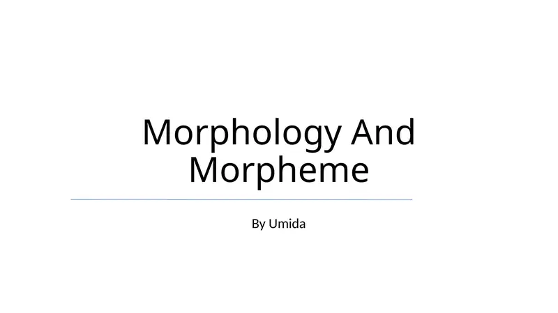 Morphology And Morpheme