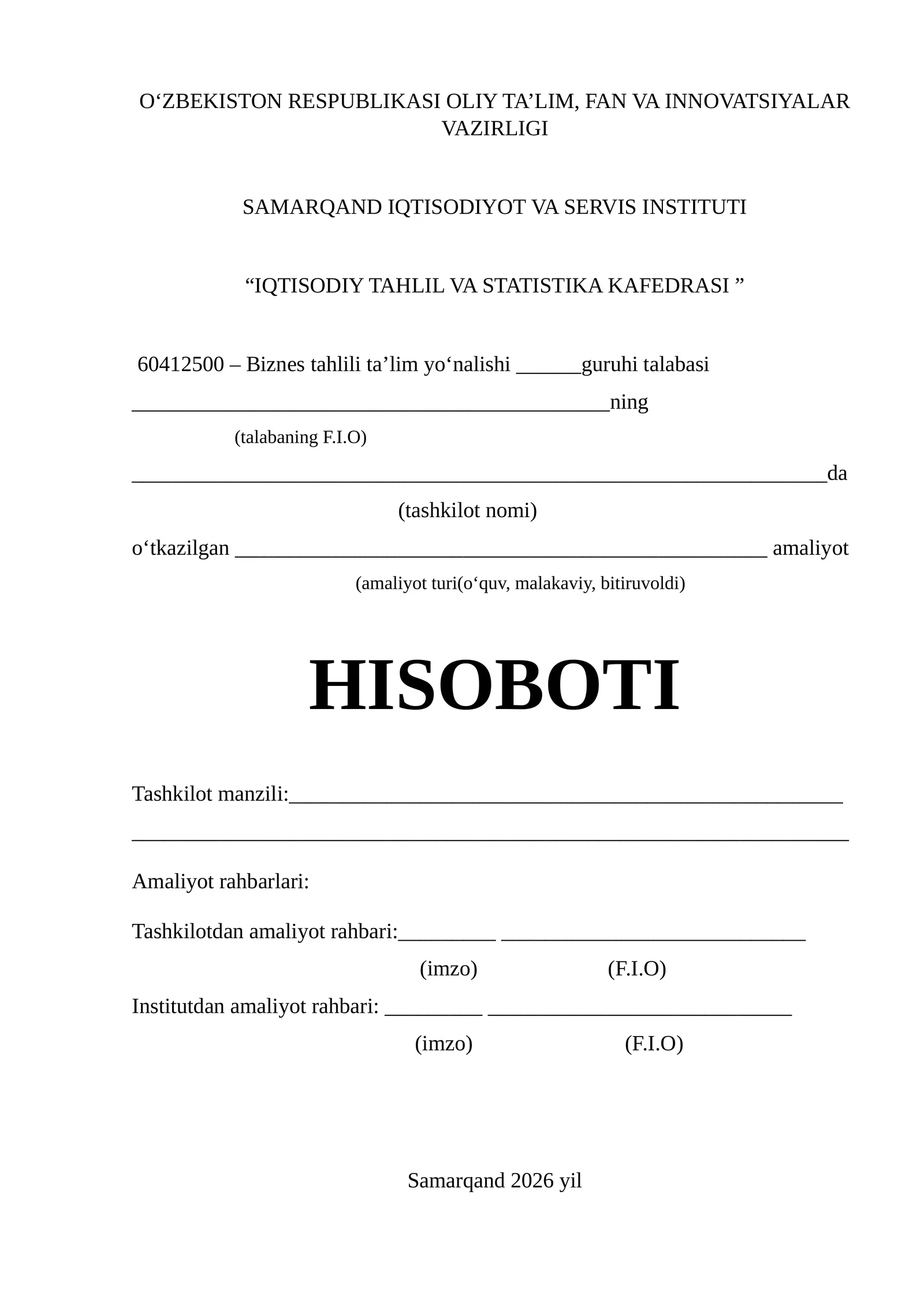 “Agrobank” aksiyadorlik tijorat banki Navoiy viloyati Xatirchi filiali Amaliyot hisoboti.