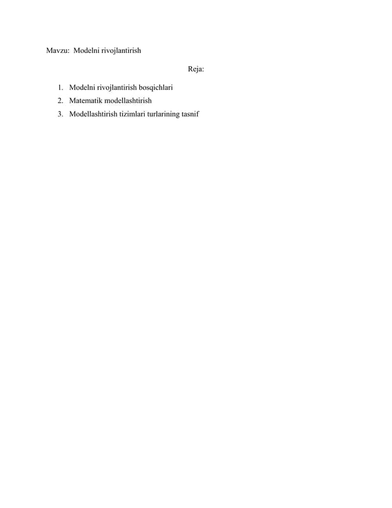 Modelni rivojlantirish