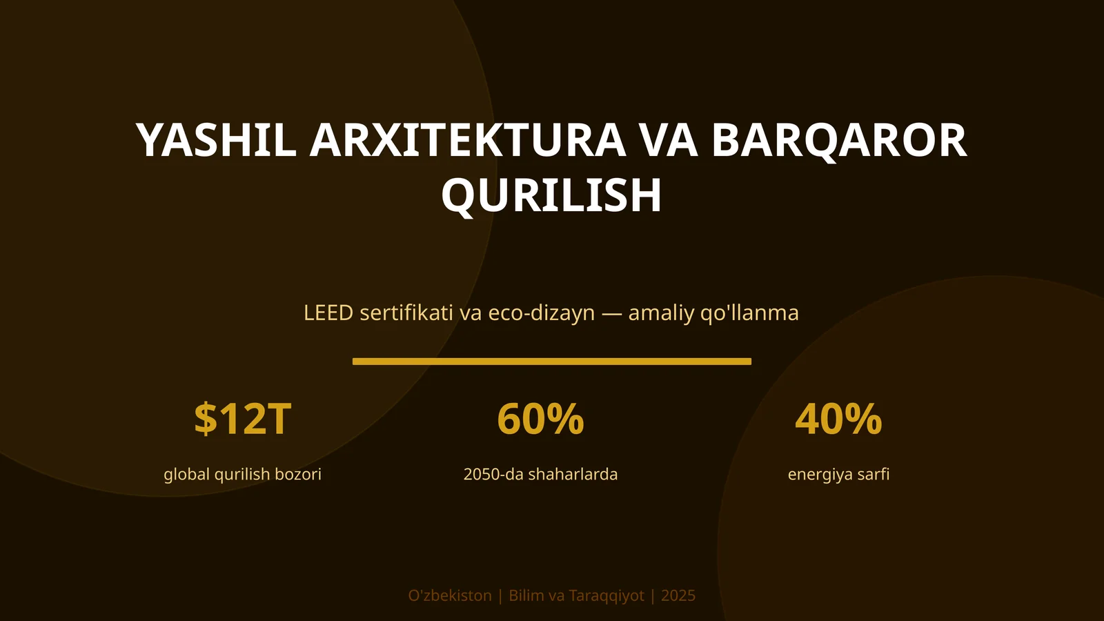 Yashil arxitektura va barqaror qurilish LEED sertifikati va eco-dizayn