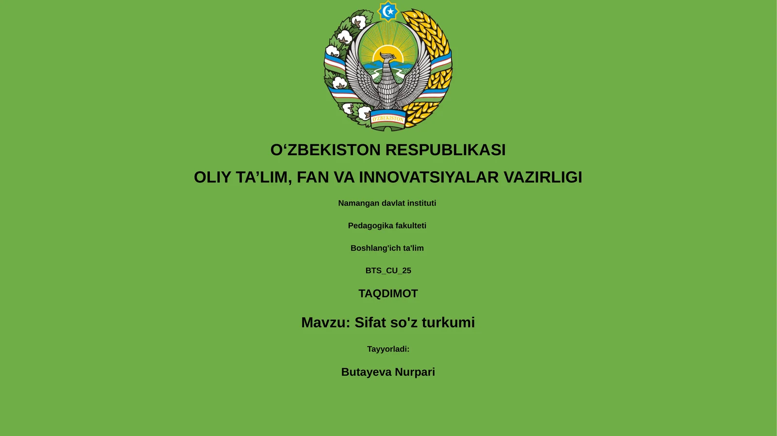 Sifat so'z turkumi