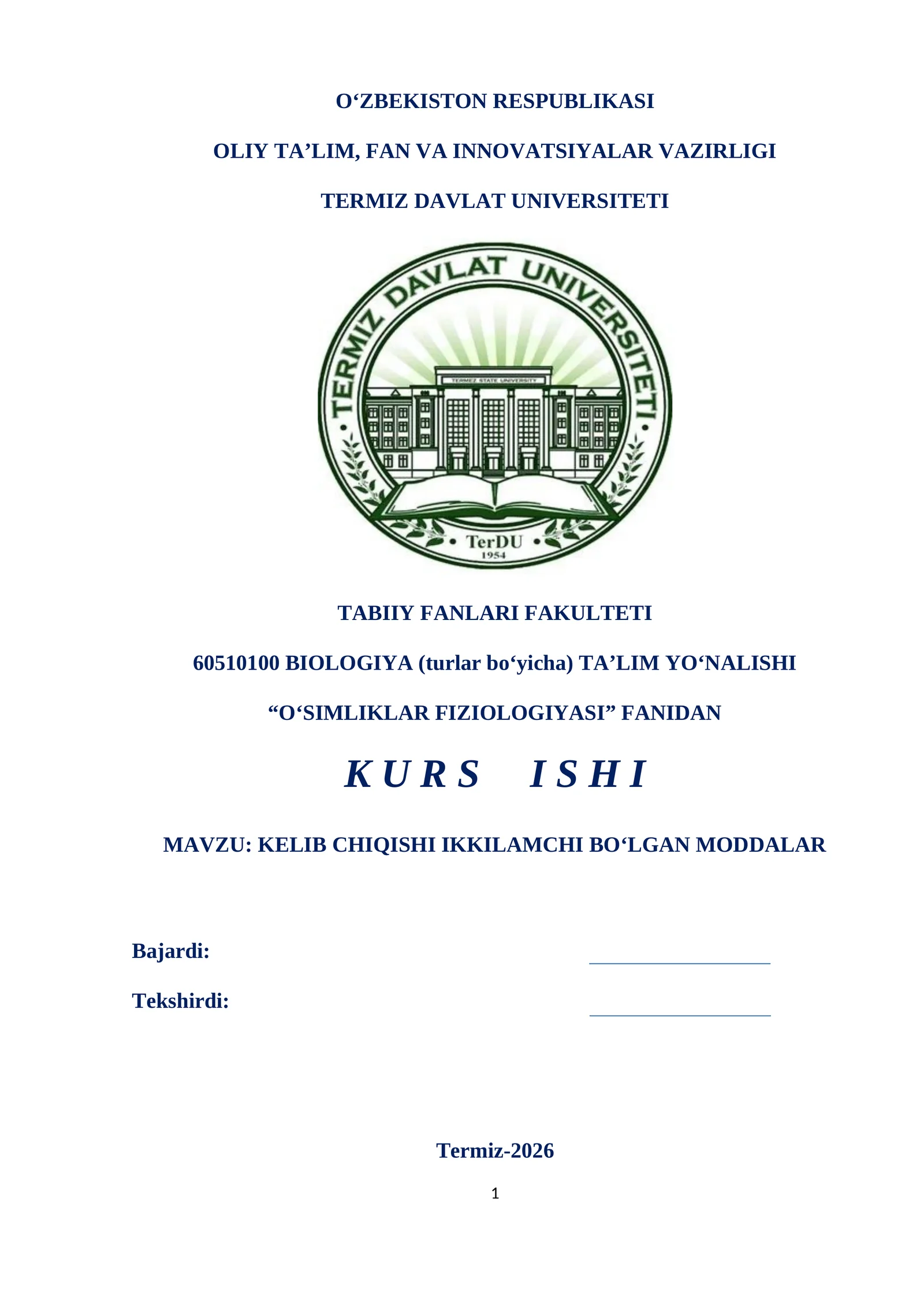 KELIB CHIQISHI IKKILAMCHI BO'LGAN MODDALAR
